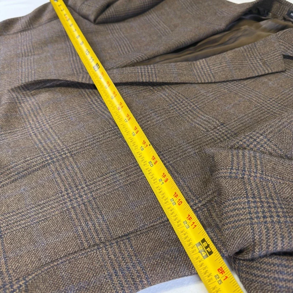 Ralph Lauren Brown Glen Plaid Wool Blend Sport Coat Natural Stretch Men's‎ 48L